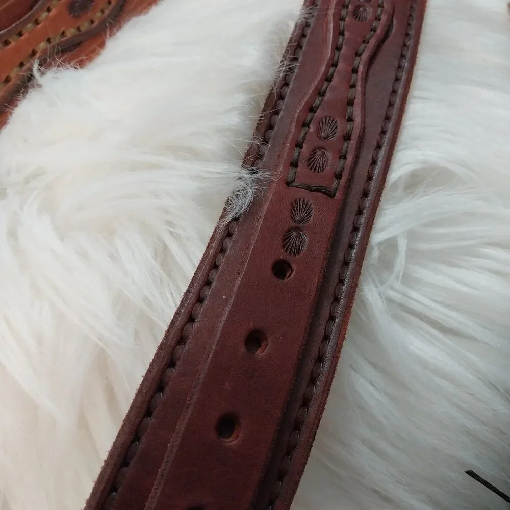 3770 Lot of 4 Un-Finished Leather Belts Tooled New With no Buckles. - Picture 4 of 15